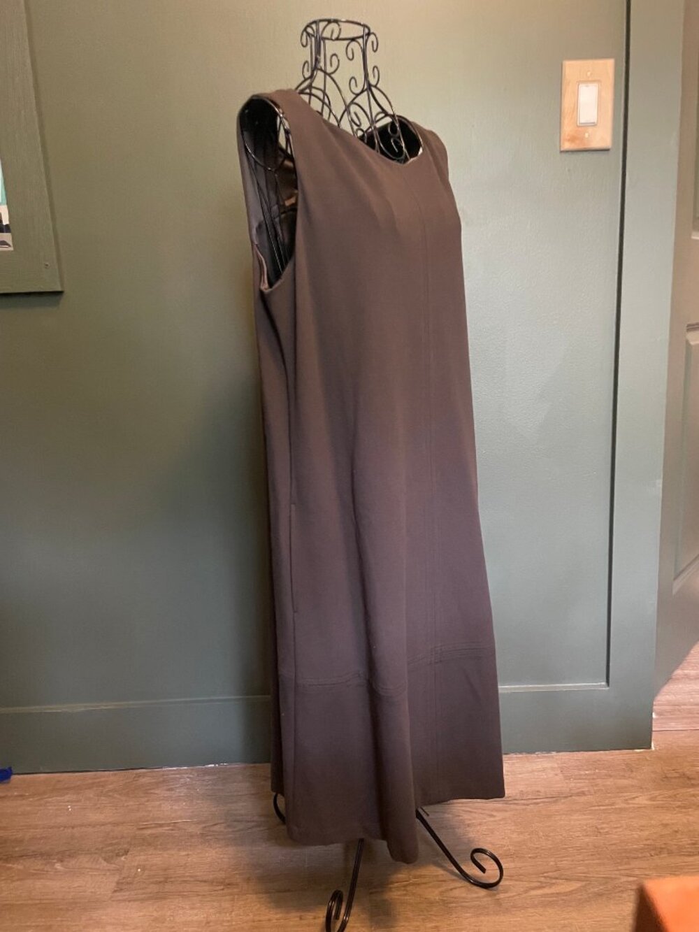 Eileen Fisher Classic Sleeveless Knit Dress in Brown